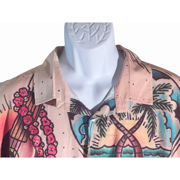 Hawalili  Men’s Size 2XL Hawaiian Shirt Hula Girl Palm Trees Island Love NWT - Picture 2 of 8